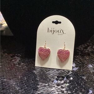 JCPenney Bijoux Bar Pink Glitter Heart Earrings